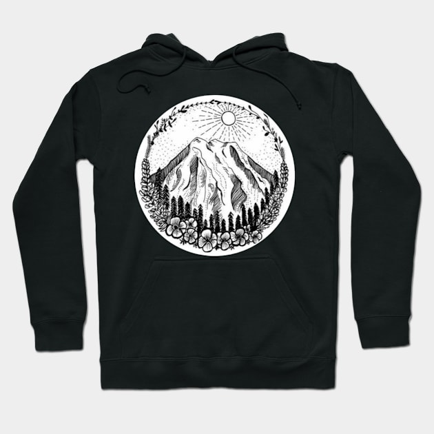 Mountains with Floral Ring Hoodie by Wild & Free Plus3